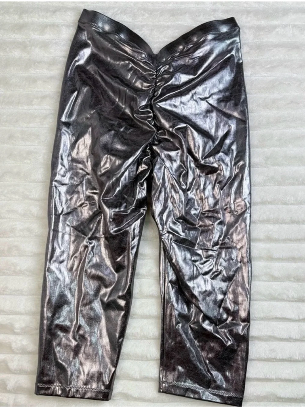 NWT SKIMS Metallic Swim V Waist Pant Medium Carbon Gray Cover Up Ruched Y2K